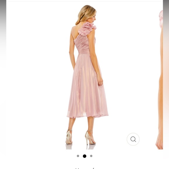 Mac Duggal ROSETTE ONE SHOULDER TEA LENGTH DRESS - Picture 2 of 3